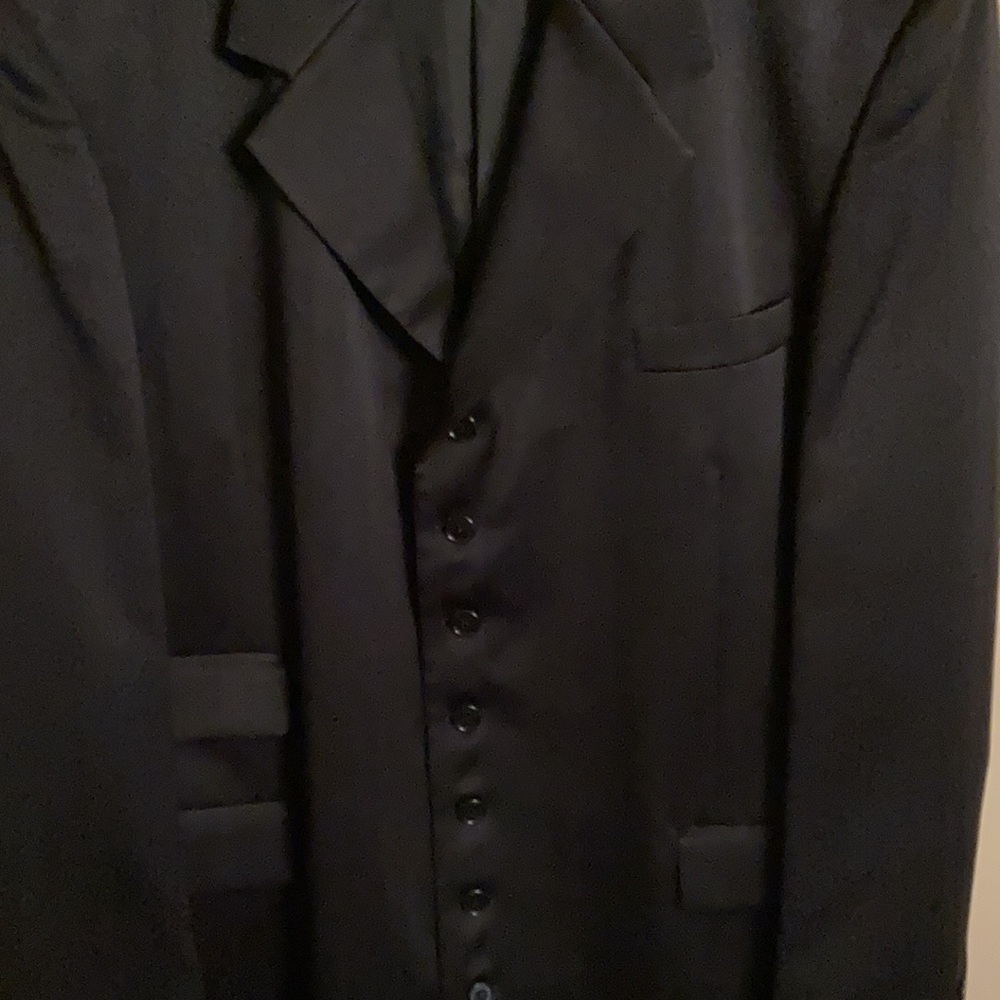 Gorgeous Black on Black Pinstripe Jacket w/matching Slacks and Shirt Top Hat tie - Picture 5 of 13